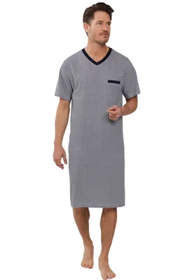Pastunette Heren Nachthemd - Donkerblauw met print