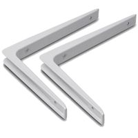 Set van 2x stuks plankdragers wit gelakt aluminium 15 x 20 cm - Klussen/Organiseren - Plankdragers