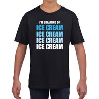 Dreaming of ice cream fun t-shirt zwart voor kinderen