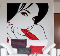 Sticker dame rood zwart