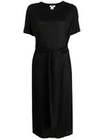 DKNY short-sleeve linen long dress - Noir - thumbnail