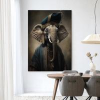 Urban Cotton Wandkleed 'Elephant' 80 x 110cm in Frame - black