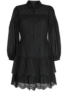 Marchesa Rosa robe-chemise courte à broderie anglaise - Noir