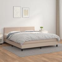 Boxspring met matras kunstleer cappuccinokleurig 160x200 cm