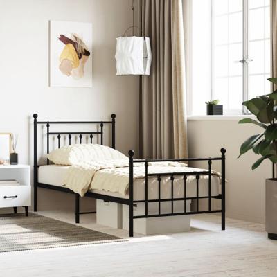 Bedframe met hoofd- en voeteneinde metaal zwart 90x190 cm