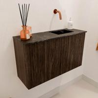 Toiletmeubel Mondiaz Joya Dlux | 70 cm | Meubelkleur Walnut | Faye wastafel Lava Wasbak Rechts | Zonder kraangat(en)