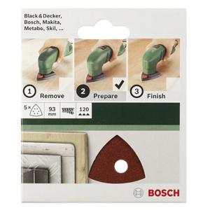 Bosch Accessories 2609256A53 Deltaschuurpapier Met klittenband, Geperforeerd Korrelgrootte 240 Hoekmaat 93 mm 5 stuk(s)