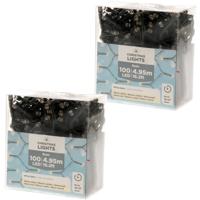 Kerstlichtsnoer - 2x - LED - warm wit - 495 cm - buiten - 100 lampjes - boomverlichting Kerstlichtsnoer - 2x - LED - warm wit - 495 cm - buiten - 100 lampjes - boomverlichting