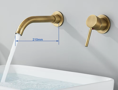 LuxaWall Elite - Inbouw Wastafelkraan in Geborsteld Goud