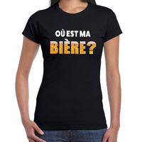 Ou est ma Biere bier/drank fun t-shirt zwart voor dames - thumbnail