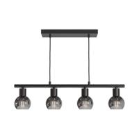 Glazura - LED Hanglamp 4 Lichts - Glazen bollen - Smokey glas - Zwart - E14 fittingen