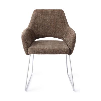 Jesper Home Yanai eetkamerstoel Checked Chestnut slide white