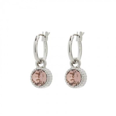 Biba Hang Oorbellen Zilver met Swarovski Steentje Vintage Rose