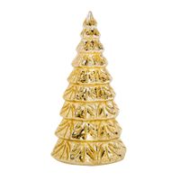 1x stuks led kaarsen kerstboom kaars goud D10 x H23 cm - thumbnail