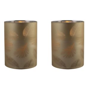 2x stuks luxe led kaarsen in goud bladeren glas D7 x H10 cm