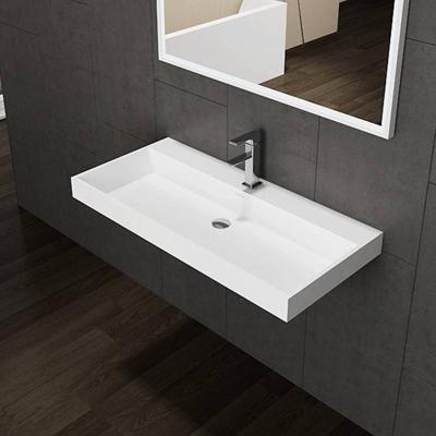 Wastafel Sanilux 60 cm Solid Surface Zonder Kraangat Wit