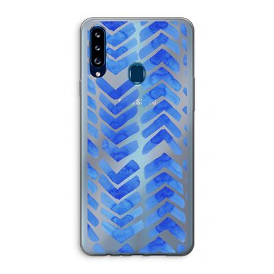 Blauwe pijlen: Samsung Galaxy A20s Transparant Hoesje