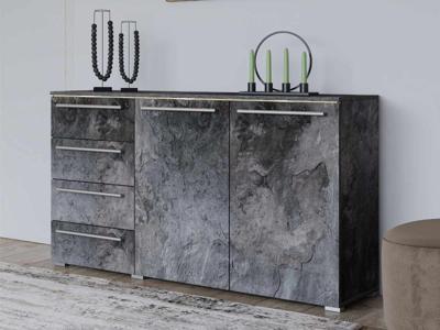 Commode INDIRA 2 deuren 4 lades kleurrijke leisteen met led