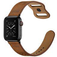 Leren bandje dubbele lus - Donkerbruin - Geschikt voor Apple Watch 38mm / 40mm / 41mm - thumbnail