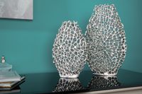 Filigraan vazen set van 2 ABSTRACT LEAF 40cm zilveren metalen handgemaakte bloemenvaas - 43189 - thumbnail