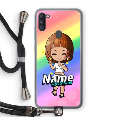 Chibi Maker vrouw: Samsung Galaxy A11 Transparant Hoesje met koord