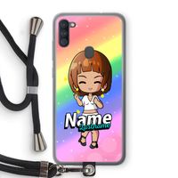 Chibi Maker vrouw: Samsung Galaxy A11 Transparant Hoesje met koord