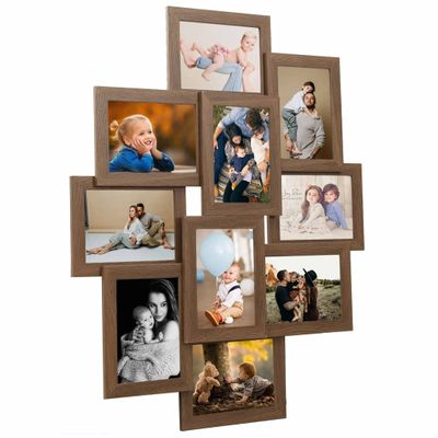 VidaXL Fotolijst voor 10x(10x15 cm) foto mdf lichtbruin