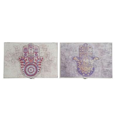 Sleutelkastje DKD Home Decor Beige Grijs Canvas Hout MDF 2 Stuks 46,5 x 6 x 31,5 cm