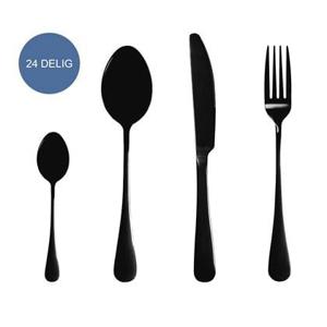 Krumble Bestekset (plat) - 24 delig - 6 persoons - Zwart