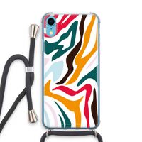 Colored Zebra: iPhone XR Transparant Hoesje met koord