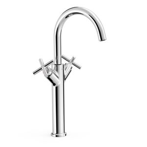 Wastafelkraan Tres Mont Blanc | Opbouw | Mengkraan | Hoog model | 2-knops | Rond | Chroom