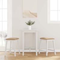 Barstoelen met kussens 2 st massief hout rubber wit Barstoelen met kussens 2 st massief hout rubber wit