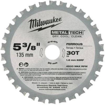 Milwaukee Cirkelzaagblad voor Metaal | Ø 135mm Asgat 20mm 30T - 48404070