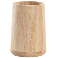 Tandenborstelhouder / drinkbeker - hout - beige - 8 x 11 cm -badkamer