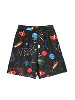 Versace Kids short en soie à logo imprimé - Noir