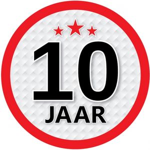 Leeftijdversiering 10 jaar ronde sticker