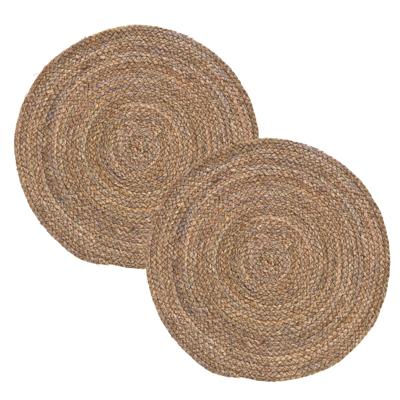 Rotan Placemats Rond - 2x - grof bruin - Dia 38 cm - handgemaakt van natuurlijk materiaal