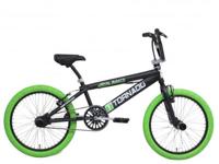 Tornado 20 inch freestyle fiets mat zwart groene banden 2000018 - thumbnail