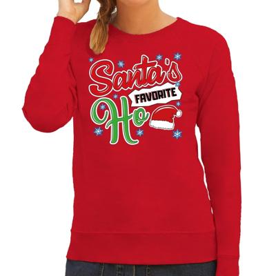 Foute Kersttrui - sweater - Santa his favorite Ho - rood - voor dames - kerstkleding