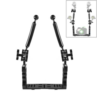 PULUZ Dual handvat aluminium lade stabilisator met Dual Ball aluminiumlegering klem & drijvende arm voor onderwater camera behuizingen (zwart)