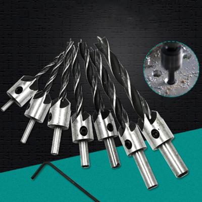 7 in 1 houtbewerking tegen zinken Afschuining driepuntige High-Speed stalen boor bits set 3-10mm