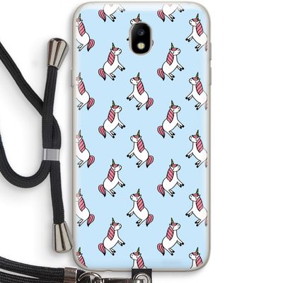 Eenhoorns overal: Samsung Galaxy J7 (2017) Transparant Hoesje met koord