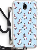 Eenhoorns overal: Samsung Galaxy J7 (2017) Transparant Hoesje met koord