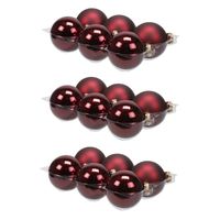 18x stuks glazen kerstballen donkerrood 8 cm mat/glans