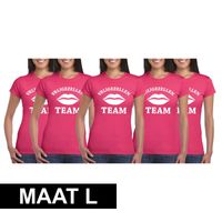 5x Vrijgezellenfeest shirt fuchsia voor dames Maat L L  - - thumbnail