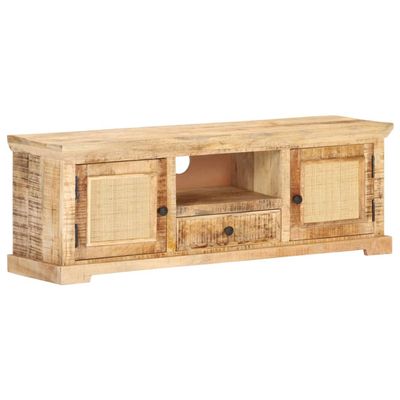 Vidaxl Tv-meubel 120x30x40 Cm Massief Mangohout En Natuurlijk Riet Vidaxl Tv-meubel 120x30x40 Cm Massief Mangohout En Natuurlijk Riet