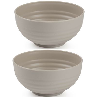Set van 4x kommetjes/schaaltjes - Dessert/ontbijt - Kunststof - D13 cm - Taupe