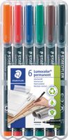 Staedtler Lumocoler 318, OHP-marker, permanent, 0,6 mm, etui van 6 stuks in geassorteerde klassieke kleur - thumbnail