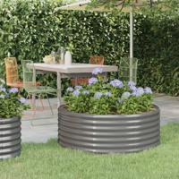 VidaXL Plantenbak 100x100x36 cm gepoedercoat staal grijs
