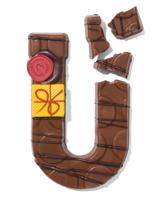 051 Handgedecoreerde Chocoladeletter Melk U 180g